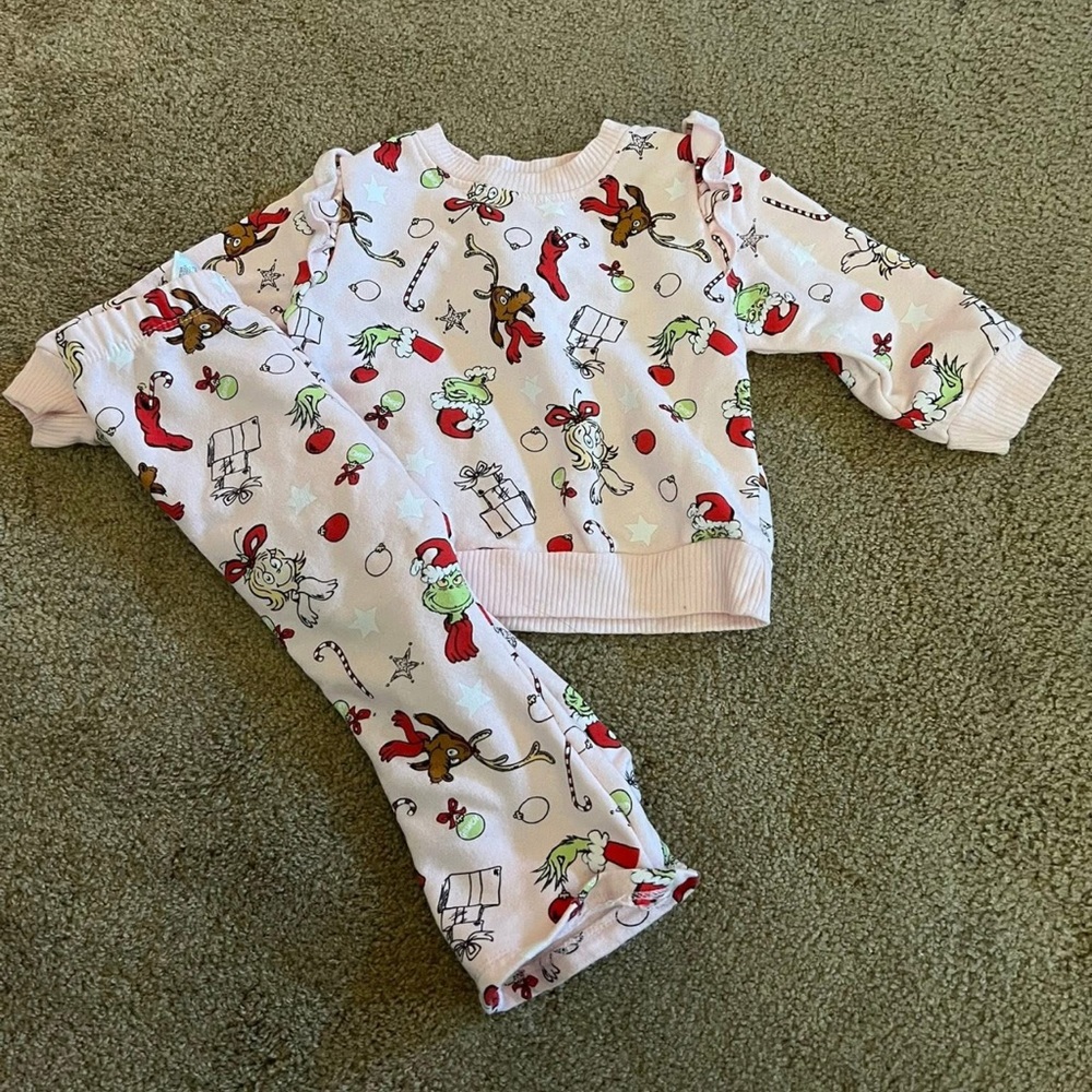 Festive Kids Pajamas Set - White with Red and Green Accents